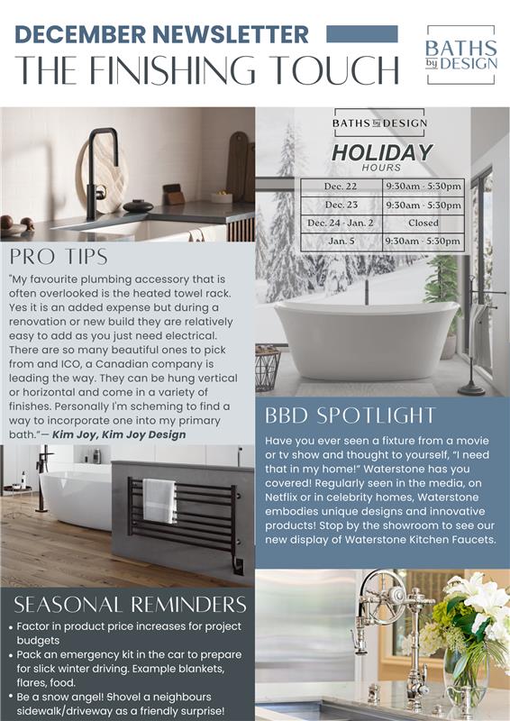 Baths by Design Newsletter December 2025